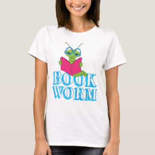 T-shirt Le ver de livre Green Brilliant Cartoon