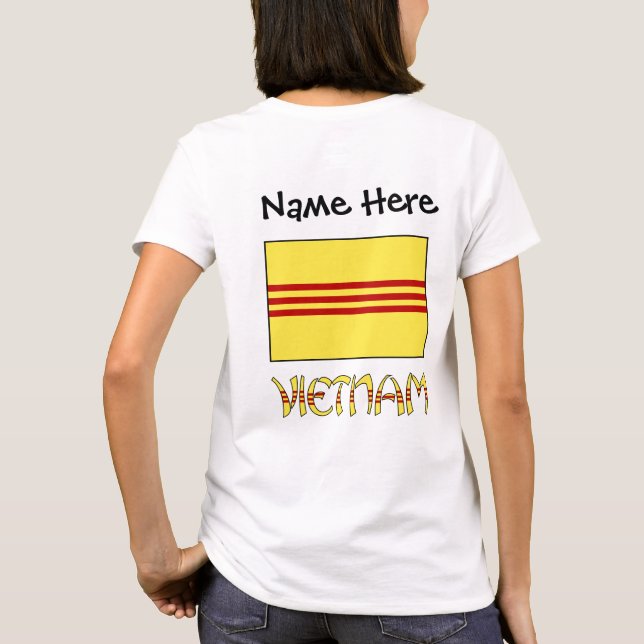 T-shirt Le Vietnam et le Vietnam du Sud avec votre nom (Dos)