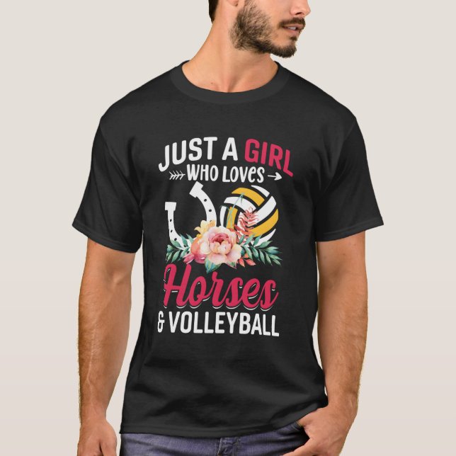 T-shirt Le Volley-ball Des Chevaux Juste Un Qui Aime (Devant)