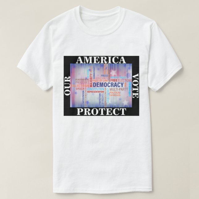 T-SHIRT LE VOTE AMÉRICAIN PROTÈGE NOTRE DÉMOCRATIE (Design devant)