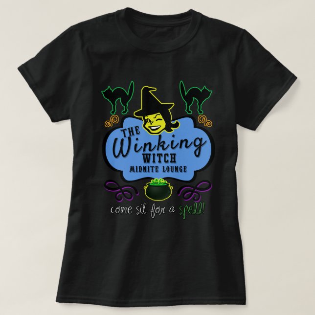 T-shirt Le Winking Witch Lounge - Sombre (Design devant)