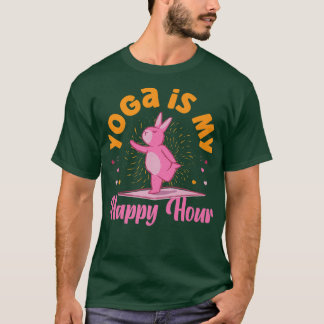 T-shirt Le Yoga Est Mon Heureuse Heure De Lapin Rose Pour