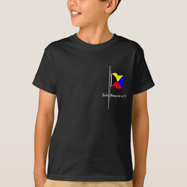 T-shirt Le zoulou exigent un drapeau de signal nautique de (Devant)