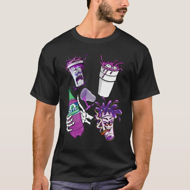 T-shirt Lean  Purple Drank Dirty Double cup Lean Line Smok (Devant)