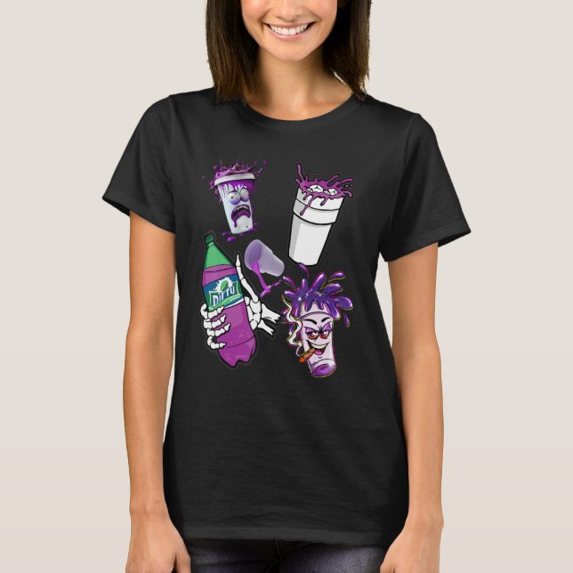 T-shirt Lean  Purple Drank Dirty Double cup Lean Line Smok (Devant)