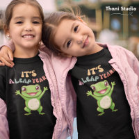 Leap Année Cute Happy Frog Moderne Typographie Vin