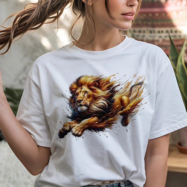 T-shirt Leaping Lion Big Cat (Créateur téléchargé)