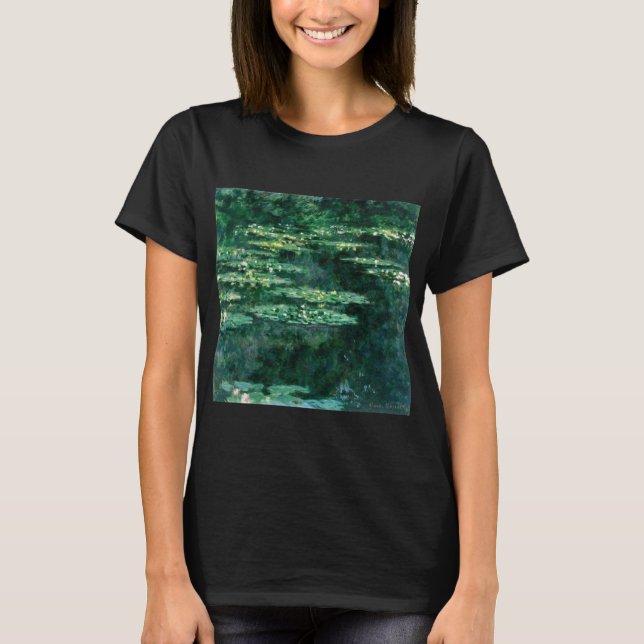 T-shirt L'EAU MENSONNE EN ÉTANG VERT par Claude Monet (Devant)