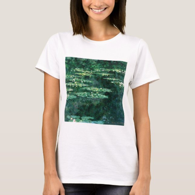 T-shirt L'EAU MENSONNE EN ÉTANG VERT par Claude Monet (Devant)