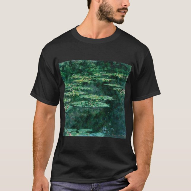 T-shirt L'EAU MENSONNE EN ÉTANG VERT par Claude Monet (Devant)