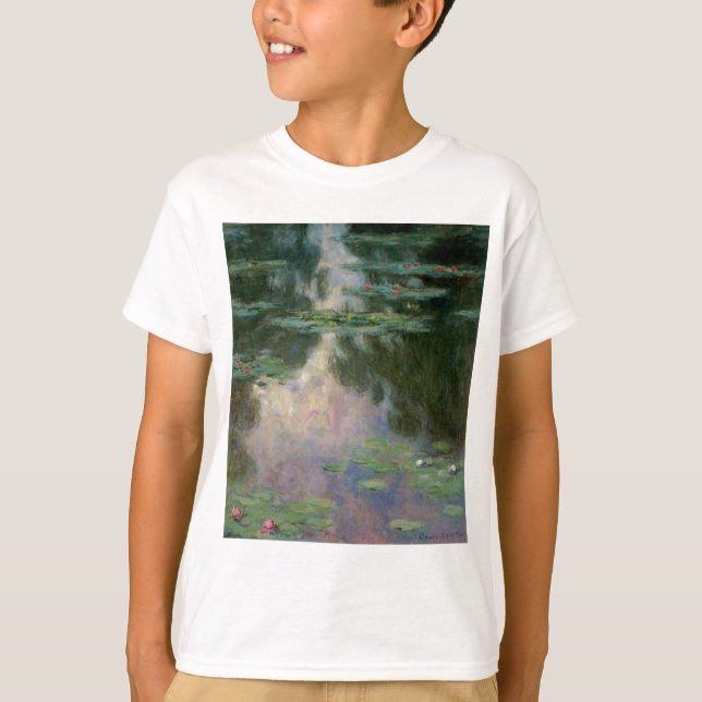 T-shirt L'EAU MENSONNE EN ÉTANG VERT ROSE par Claude Monet (Devant)