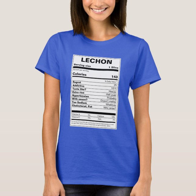 T-shirt Lechon Nutrition Facts (Devant)