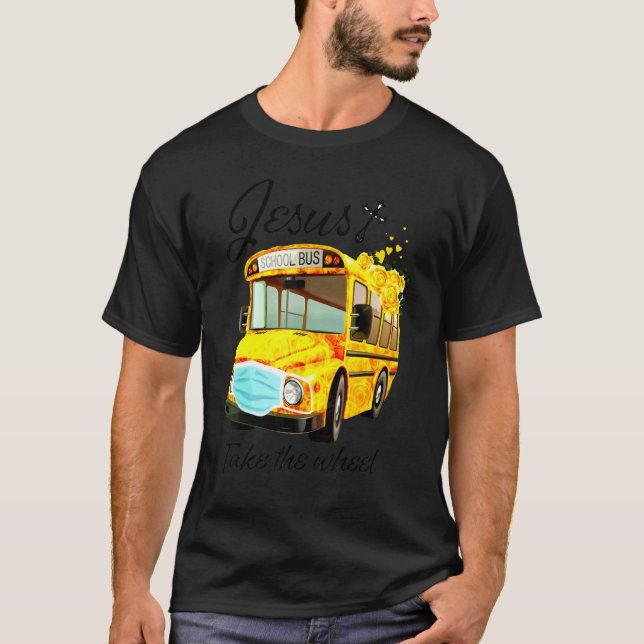 T-shirt L'École Bus Jésus Prendre La Roue (Devant)