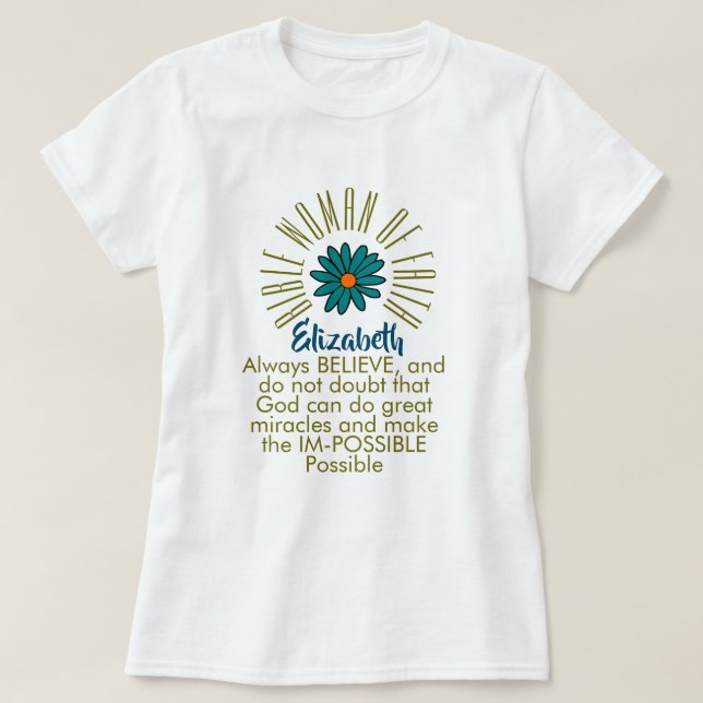 T-shirt Leçon de la Bible Femmes de foi Elizabeth Christia (Design devant)