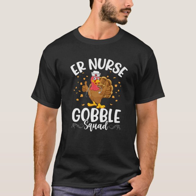 T-shirt L'Écran D'Infirmière Gobble Avec La Turquie Thanks (Devant)