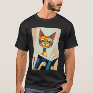 T-shirt Lecteur de chat cubiste Art boho bookish