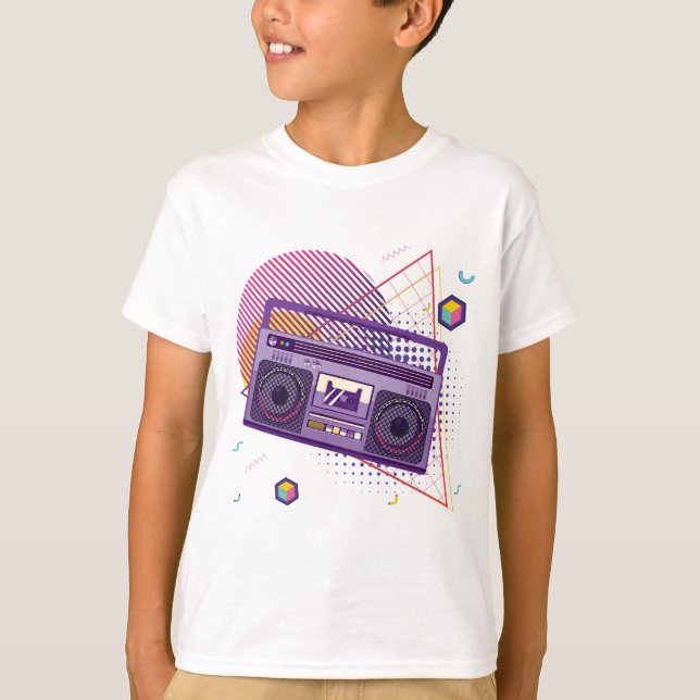 T-shirt Lecteur de radio portable Funky 80s, boombox (Devant)