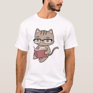 T-shirt Lecture de chat avec livre