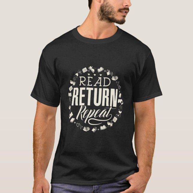 T-shirt Lecture Lire Retour Répéter Louveur du livre de bi (Devant)