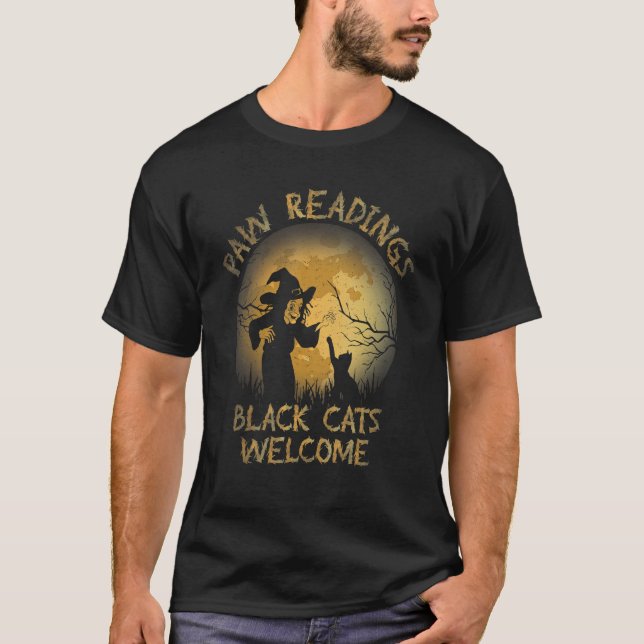 T-shirt Lectures Paw Chats Noirs Bienvenue Costume Hallowe (Devant)