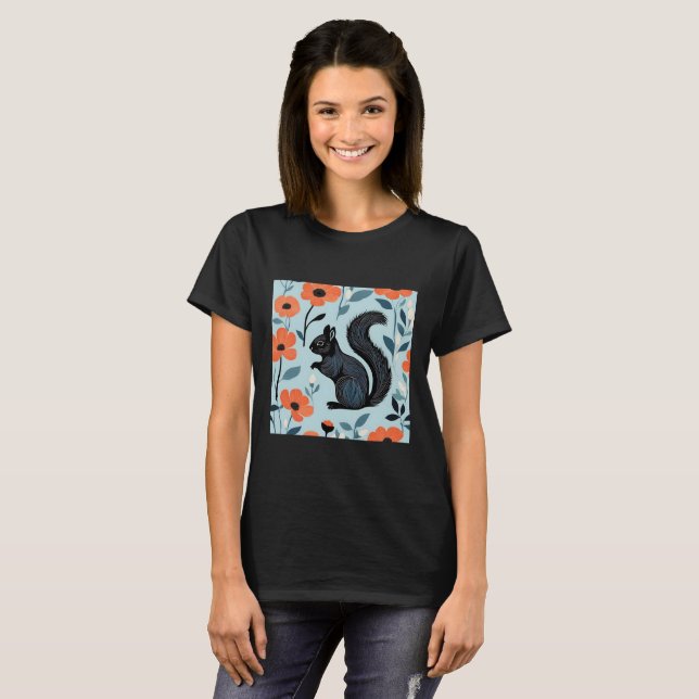 T-shirt L'écureuil fleur de printemps Art (Devant entier)