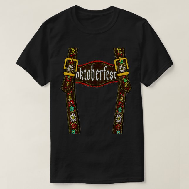 T-shirt Lederhosen Suspenders Tee Oktoberfest Bavarian Mun (Design devant)