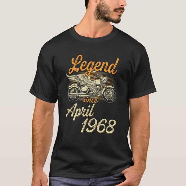 T-shirt Legend Since April 1968 Age 54Th Birthday Motorcyc (Devant)