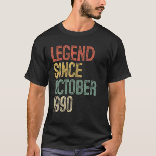 T-shirt Legend Since October 1990 30Th Birthday Gift 30 Ye