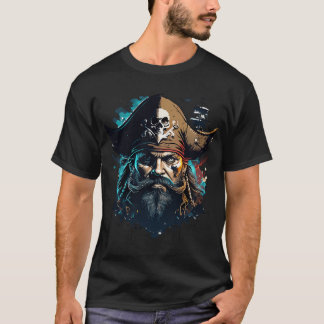 T-shirt Légendaire capitaine pirate – Crâne & Bateau Vinta