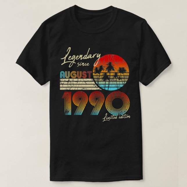 T-shirt Légendaire Depuis Anniversaire Août 1990 30E Oisea (Design devant)