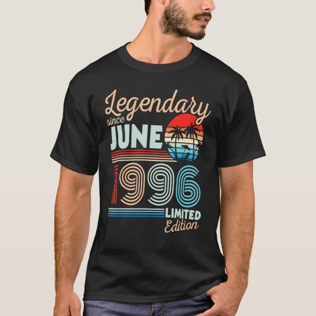 T-shirt Légendaire Juin 1996 Joyeux anniversaire 26 ans Lt (Devant)