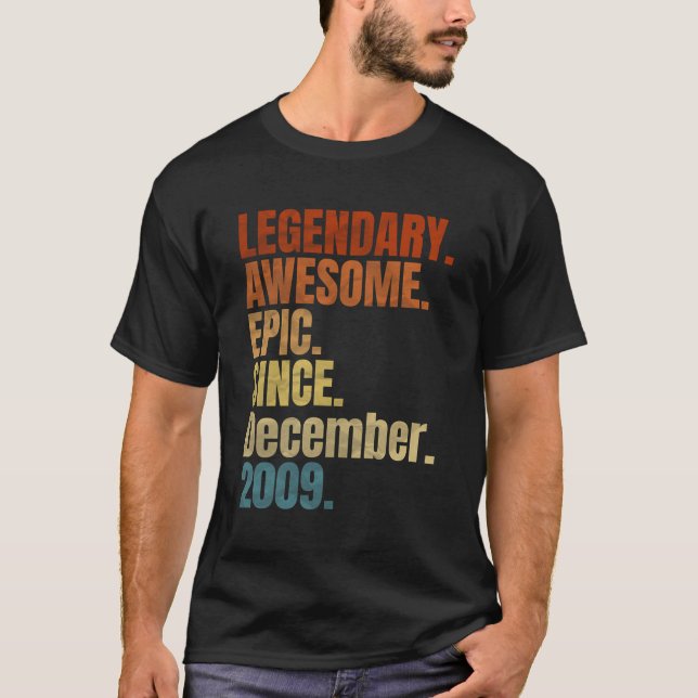 T-shirt Légendaire Rétro Depuis Décembre 2009 T Chemise 10 (Devant)
