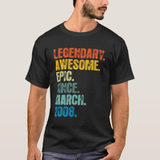 T-shirt Légendaire Rétro Depuis Mars 2008 T Chemise 12 Ans