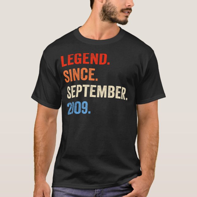 T-shirt Légende Cadeau 13 Ans Depuis Septembre 2009 13e (Devant)