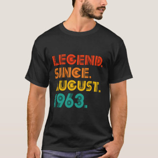 T-shirt Légende depuis août 1963 Idée d'anniversaire Vinta
