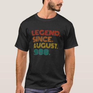 T-shirt Légende depuis août 1988 Né en août 1988 Naissance