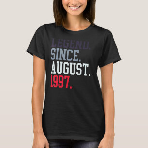 T-shirt Légende Depuis Août 1997 Pour Hommes Femmes Août 1