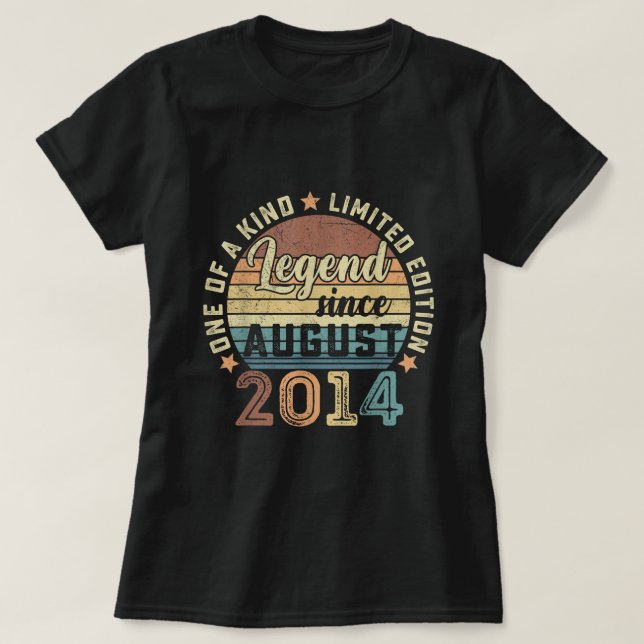 T-shirt Légende depuis août 2014 8e cadeau d'anniversaire  (Design devant)