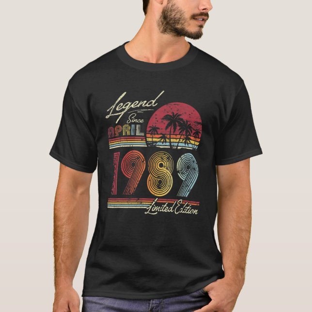 T-shirt Légende Depuis Avril 1989 33 Ans 33E Anniversaire (Devant)