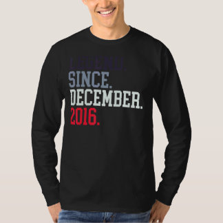 T-shirt Légende Depuis Décembre 2016 Pour Hommes Femmes Dé
