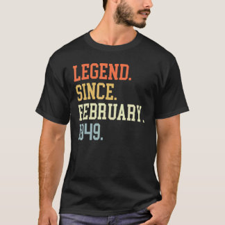 T-shirt Légende Depuis Février 1949 Pour Hommes Femmes Fév