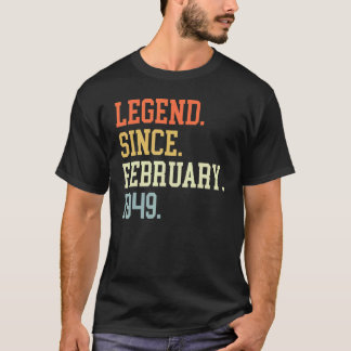 T-shirt Légende Depuis Février 1949 Pour Hommes Femmes Fév