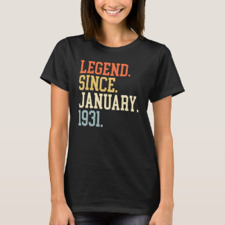 T-shirt Légende Depuis Janvier 1931 Pour Hommes Femmes 19