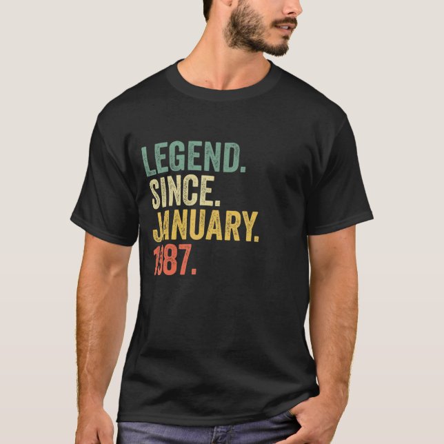 T-shirt Légende depuis janvier 1987 36 Ans 36e Naissance (Devant)