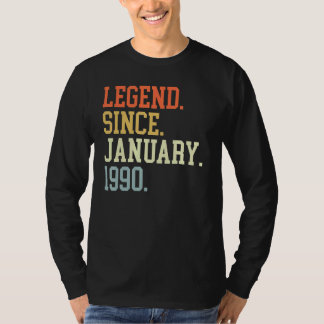T-shirt Légende Depuis Janvier 1990 Pour Hommes Femmes 19