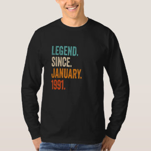 T-shirt Légende depuis janvier 1991 32e anniversaire
