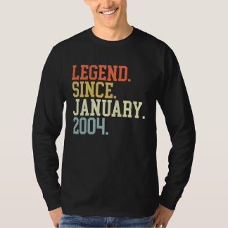 T-shirt Légende Depuis Janvier 2004 Pour Hommes Femmes 20 