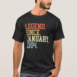 T-shirt Légende depuis janvier 2004 Pour hommes femmes 20 
