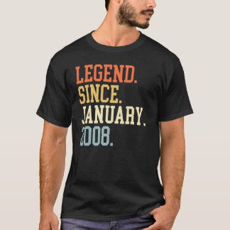 T-shirt Légende Depuis Janvier 2008 Pour Hommes Femmes Jan