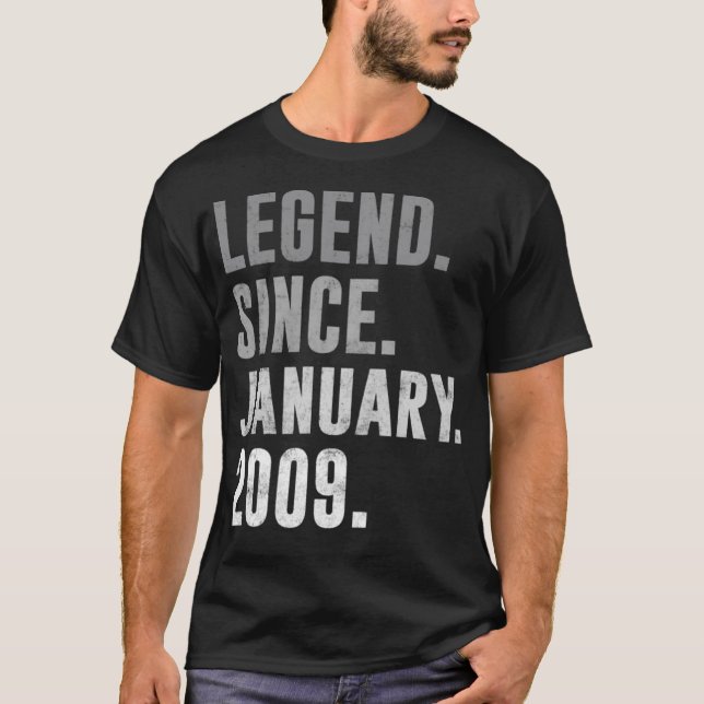 T-shirt Légende depuis Janvier 2009 13ème anniversaire vin (Devant)